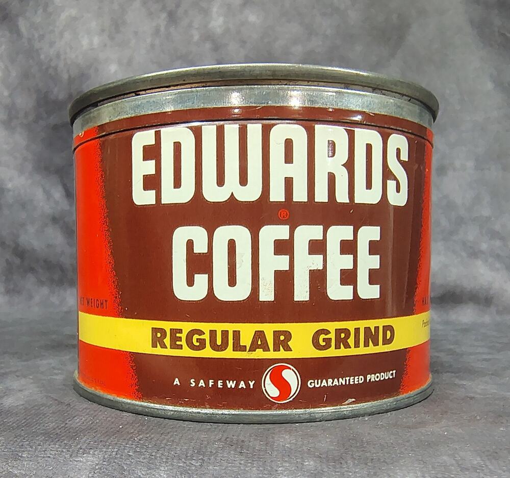 Vintage Edward's Rare Tiny 1/2 lb Coffee Tin Can W/Lid Retro Safeway Cali